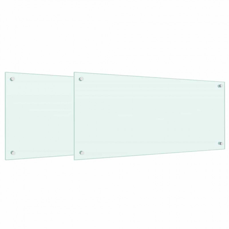 Panel kuchenny 2 pcs Biały 90 x 40 cm szkło hartowane