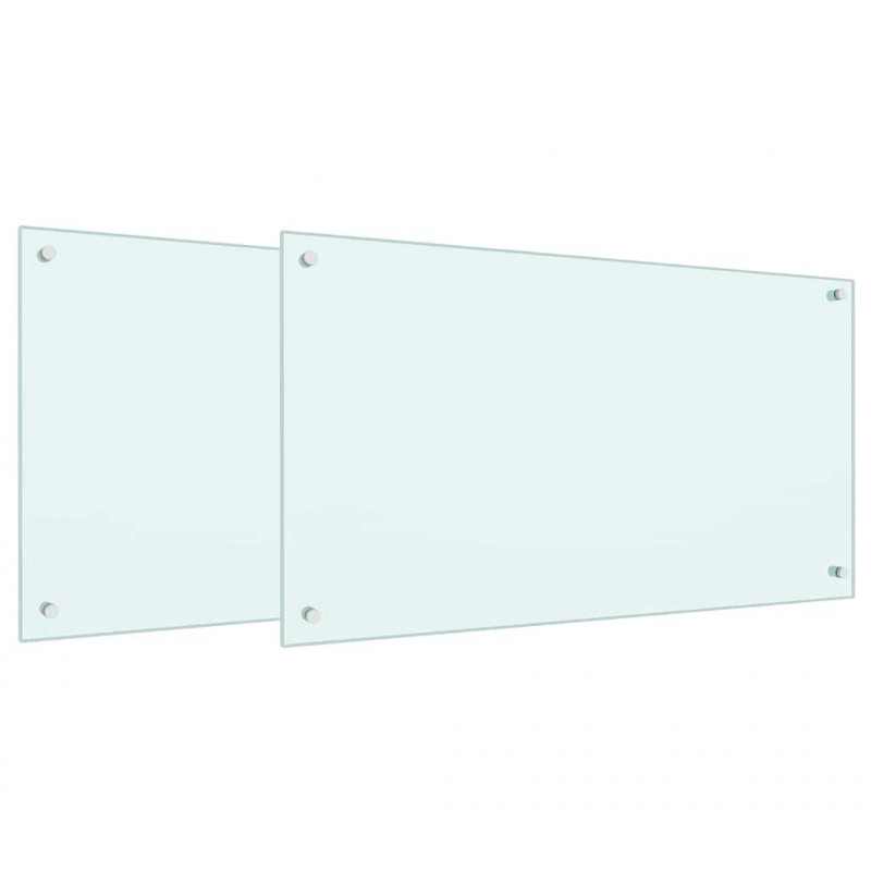 Panel kuchenny 2 pcs Biały 90 x 50 cm szkło hartowane