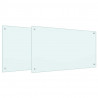 Panel kuchenny 2 pcs Biały 90 x 50 cm szkło hartowane