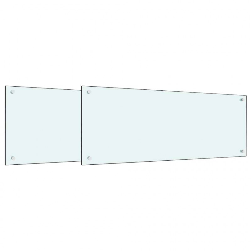 Panel kuchenny 2 pcs Biały 100 x 40 cm szkło hartowane