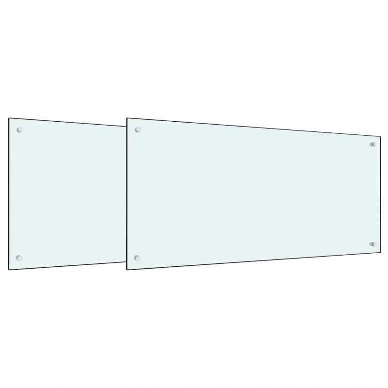 Panel kuchenny 2 pcs Biały 100 x 50 cm szkło hartowane