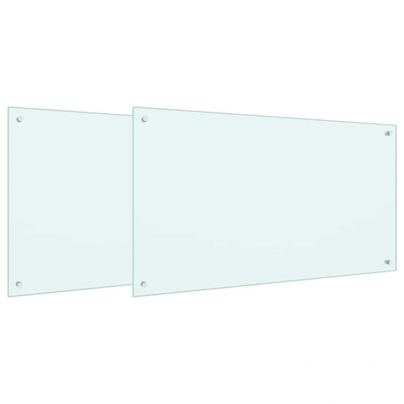 Panel kuchenny 2 pcs Biały 100 x 60 cm szkło hartowane