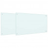 Panel kuchenny 2 pcs Biały 100 x 60 cm szkło hartowane