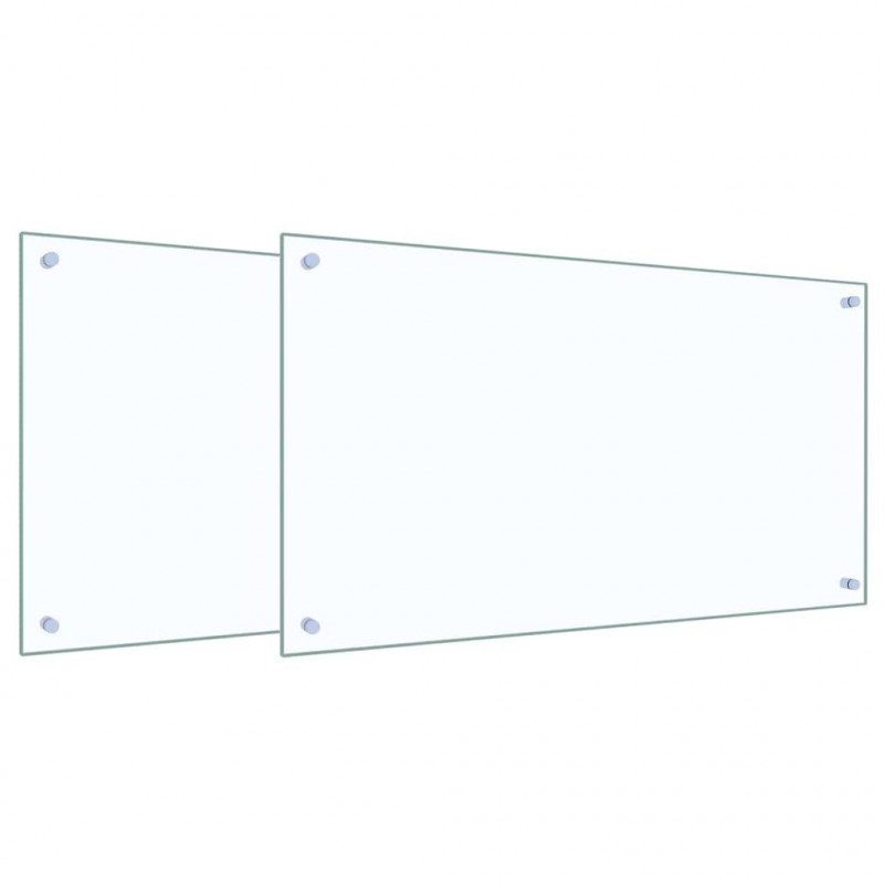 Panel kuchenny 2 pcs przezroczysty 90 x 50 cm szkło hartowane