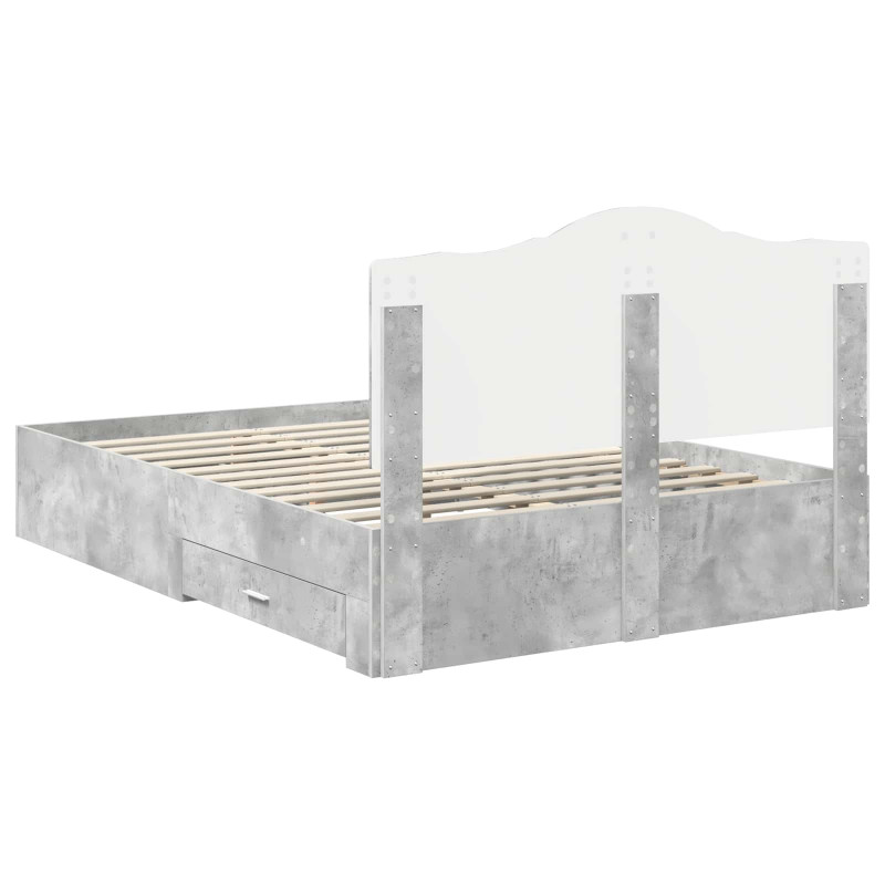 Ramka łóżka Betonowy szary 140 x 190 cm Materiał drewnopochodny