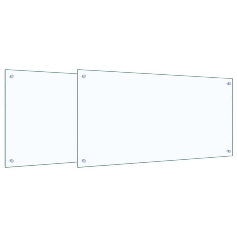 Panel kuchenny 2 pcs przezroczysty 100 x 50 cm szkło hartowane