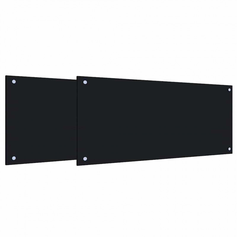 Panel kuchenny 2 pcs Czarny 90 x 40 cm szkło hartowane