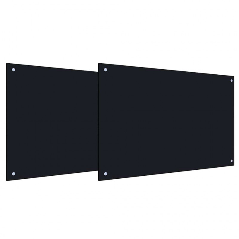 Panel kuchenny 2 pcs Czarny 90 x 50 cm szkło hartowane