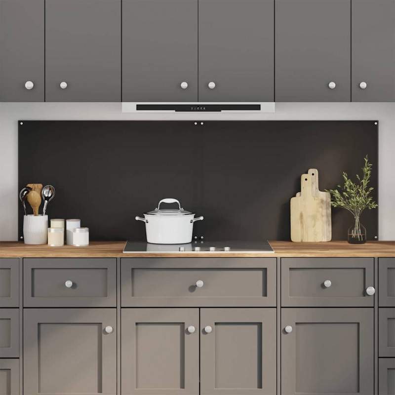 Panel kuchenny 2 pcs Czarny 90 x 60 cm szkło hartowane