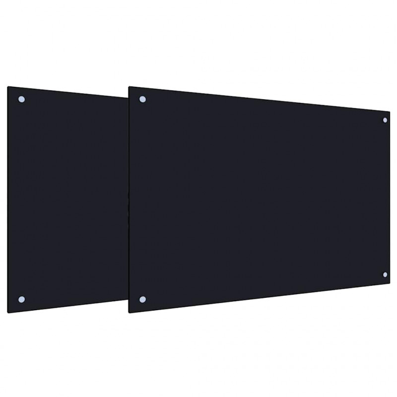 Panel kuchenny 2 pcs Czarny 90 x 60 cm szkło hartowane