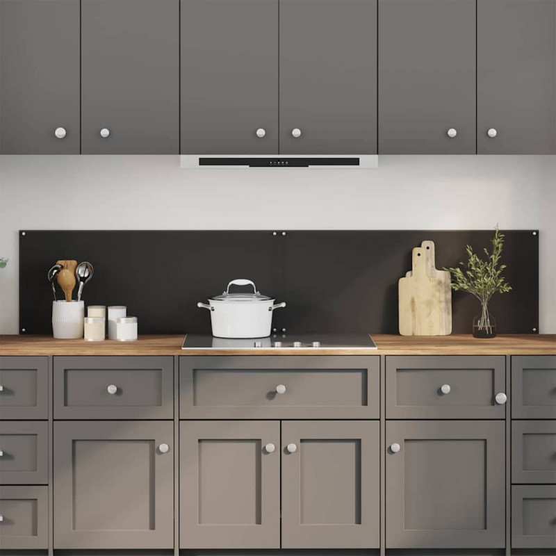 Panel kuchenny 2 pcs Czarny 100 x 40 cm szkło hartowane