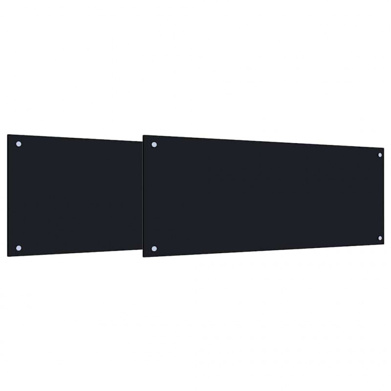 Panel kuchenny 2 pcs Czarny 100 x 40 cm szkło hartowane