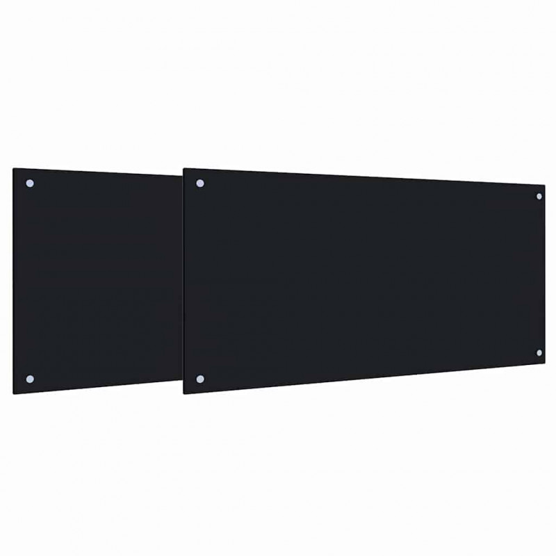 Panel kuchenny 2 pcs Czarny 100 x 50 cm szkło hartowane