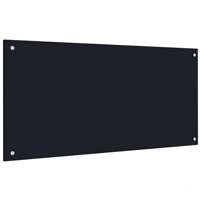 Panel kuchenny 2 pcs Czarny 100 x 50 cm szkło hartowane