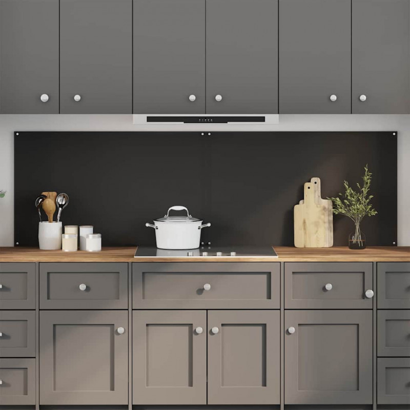 Panel kuchenny 2 pcs Czarny 100 x 60 cm szkło hartowane