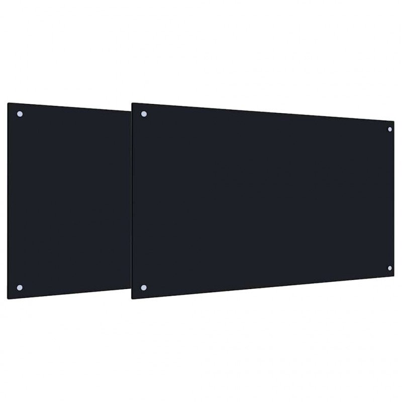 Panel kuchenny 2 pcs Czarny 100 x 60 cm szkło hartowane