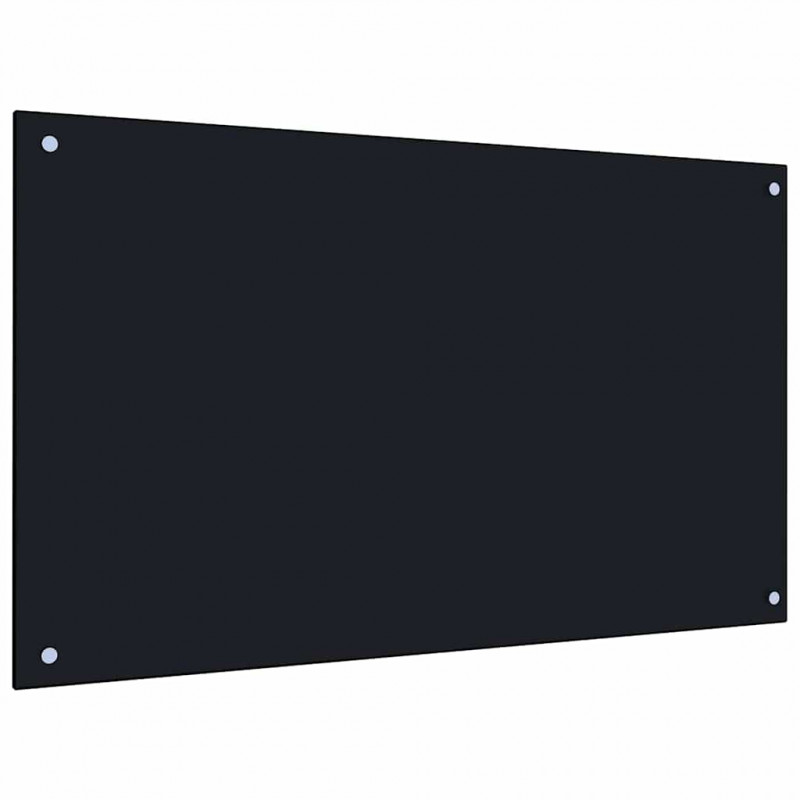 Panel kuchenny 2 pcs Czarny 100 x 60 cm szkło hartowane