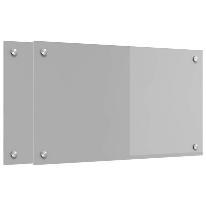 Panel kuchenny 2 pcs Jasnoszary 70 x 40 cm szkło hartowane
