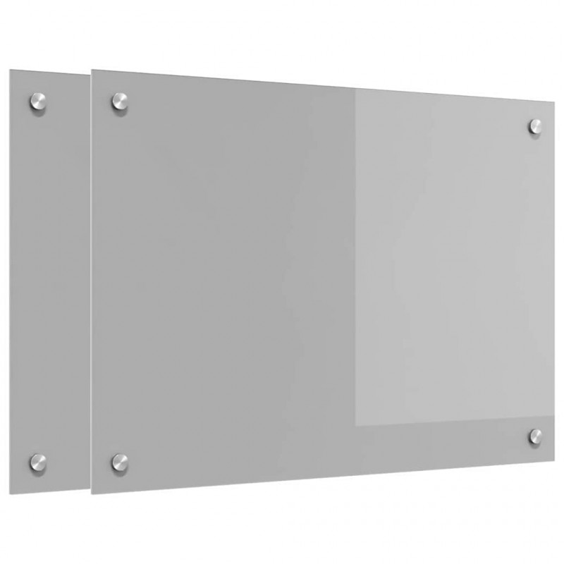 Panel kuchenny 2 pcs Jasnoszary 70 x 50 cm szkło hartowane