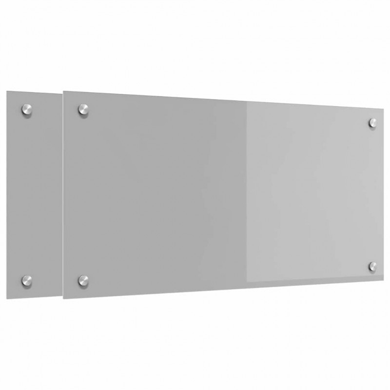 Panel kuchenny 2 pcs Jasnoszary 80 x 40 cm szkło hartowane