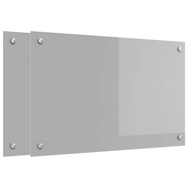 Panel kuchenny 2 pcs Jasnoszary 80 x 50 cm szkło hartowane