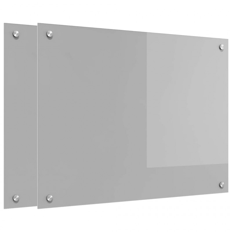 Panel kuchenny 2 pcs Jasnoszary 80 x 60 cm szkło hartowane