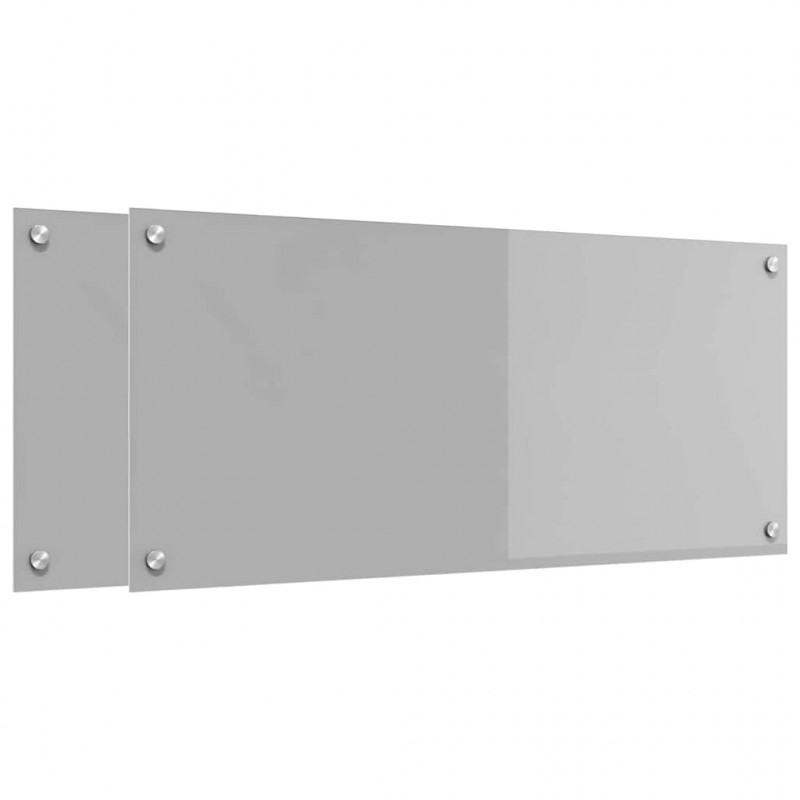Panel kuchenny 2 pcs Jasnoszary 90 x 40 cm szkło hartowane