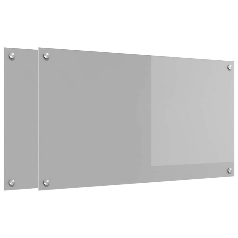 Panel kuchenny 2 pcs Jasnoszary 90 x 50 cm szkło hartowane