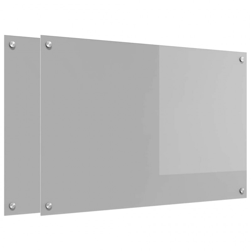 Panel kuchenny 2 pcs Jasnoszary 90 x 60 cm szkło hartowane