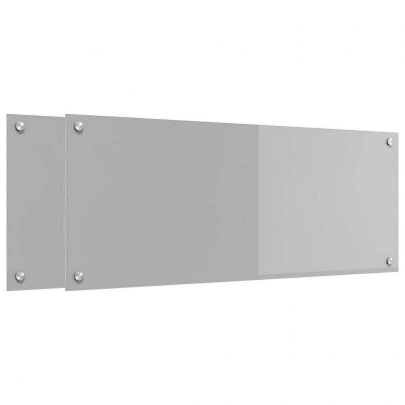 Panel kuchenny 2 pcs Jasnoszary 100 x 40 cm szkło hartowane