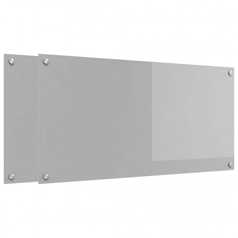 Panel kuchenny 2 pcs Jasnoszary 100 x 50 cm szkło hartowane