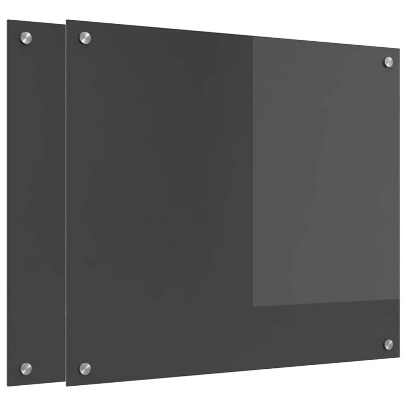 Panel kuchenny 2 pcs Ciemnoszary 70 x 60 cm szkło hartowane