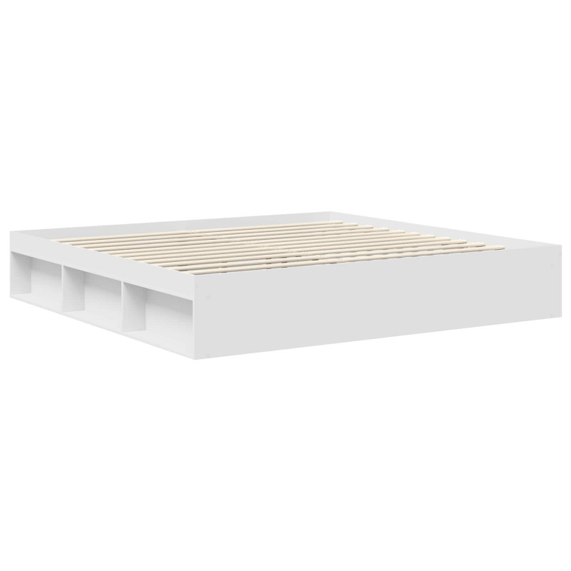 Ramka łóżka Z zagłówkiem Biały 200 x 200 cm Lite drewno sosnowe