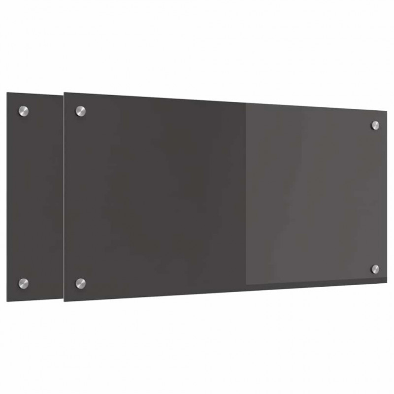 Panel kuchenny 2 pcs Ciemnoszary 80 x 40 cm szkło hartowane