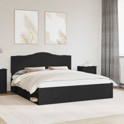 Ramka łóżka Czarny 200 x 200 cm Lite drewno sosnowe