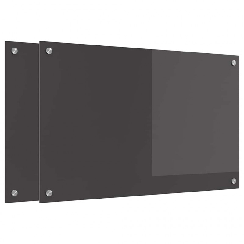 Panel kuchenny 2 pcs Ciemnoszary 80 x 50 cm szkło hartowane