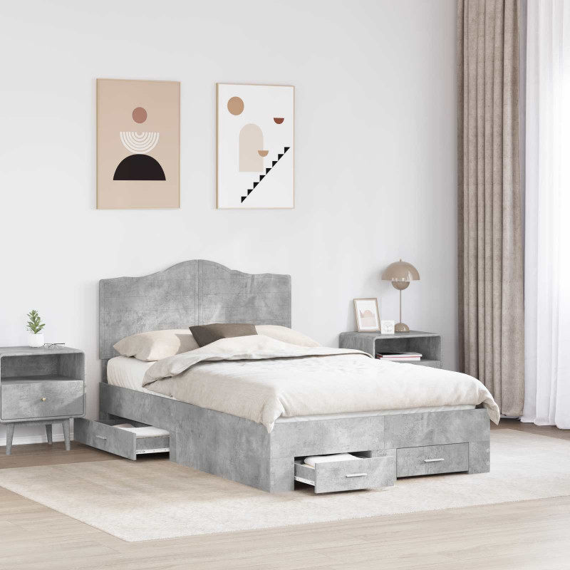Ramka łóżka Betonowy szary 120 x 200 cm Materiał drewnopochodny