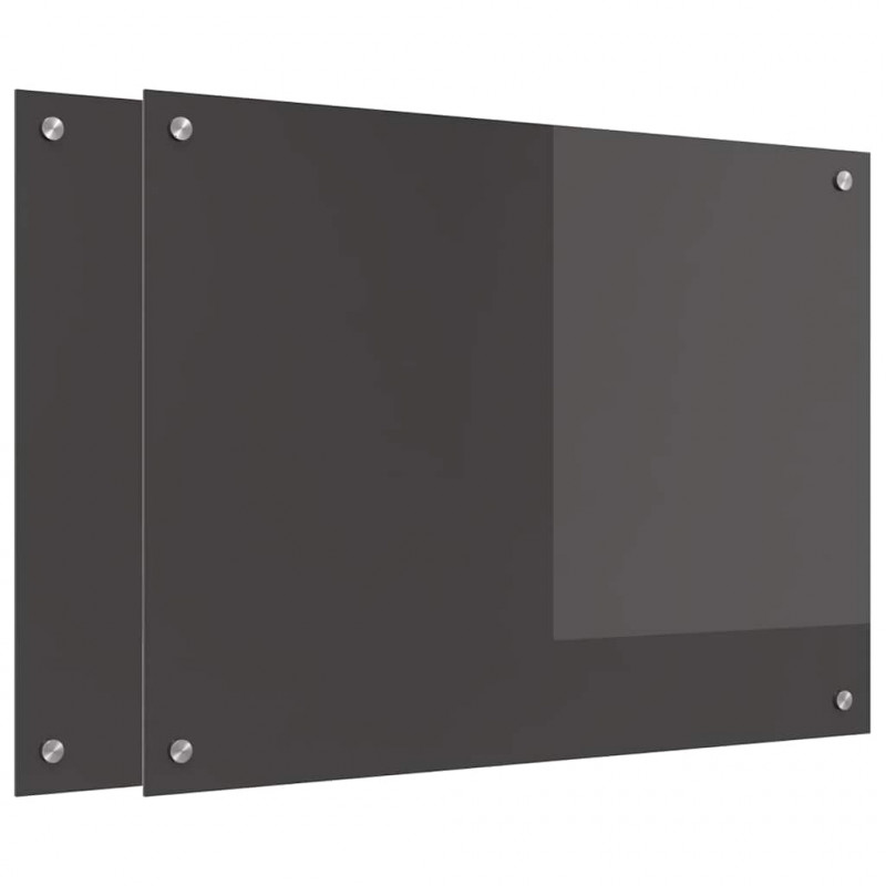 Panel kuchenny 2 pcs Ciemnoszary 80 x 60 cm szkło hartowane