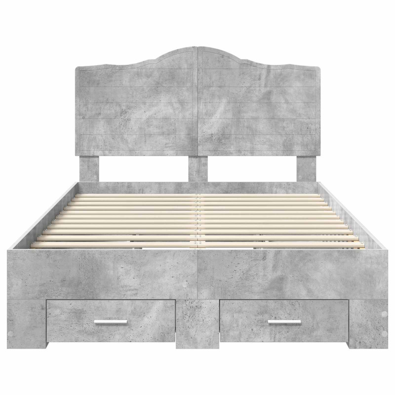 Ramka łóżka Betonowy szary 120 x 200 cm Materiał drewnopochodny