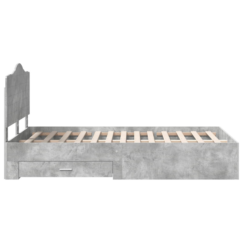Ramka łóżka Betonowy szary 120 x 200 cm Materiał drewnopochodny