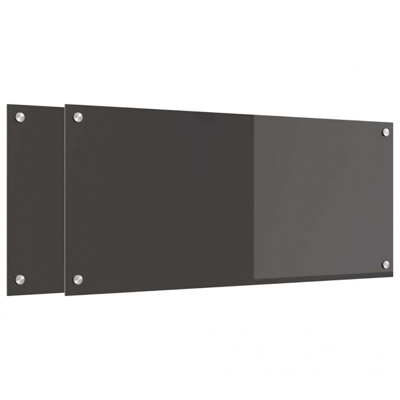 Panel kuchenny 2 pcs Ciemnoszary 90 x 40 cm szkło hartowane