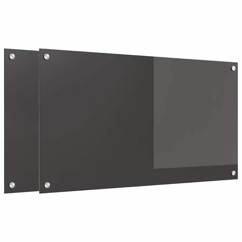Panel kuchenny 2 pcs Ciemnoszary 90 x 50 cm szkło hartowane