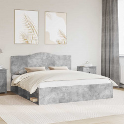 Ramka łóżka Betonowy 200 x 200 cm Lite drewno sosnowe