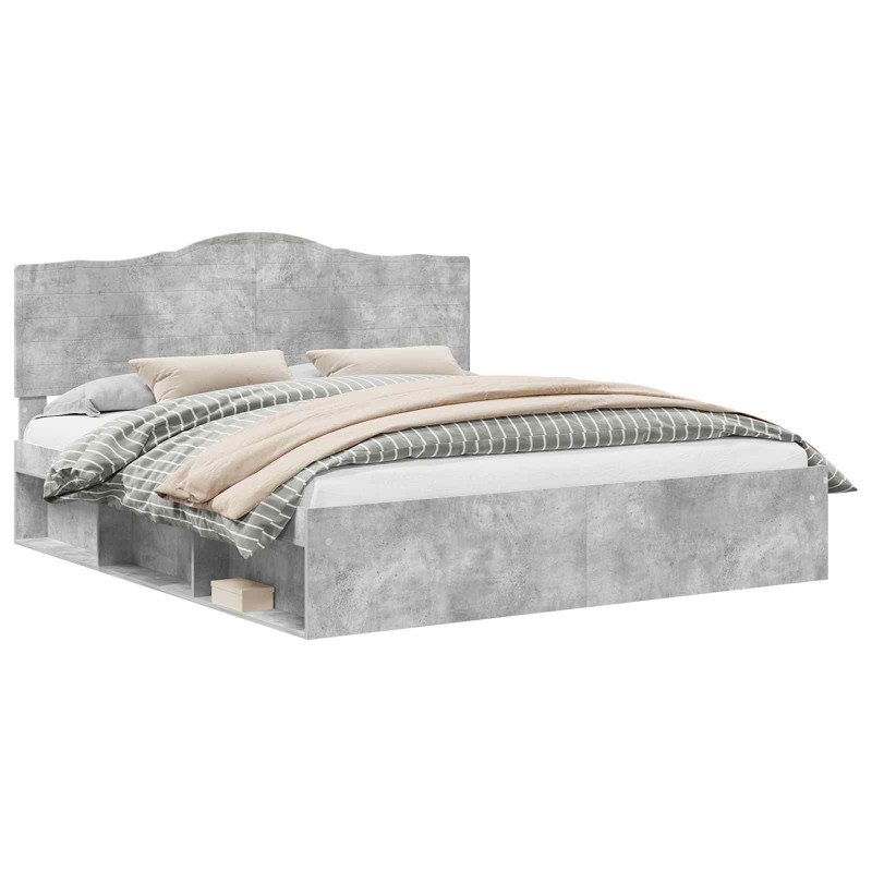 Ramka łóżka Betonowy 200 x 200 cm Lite drewno sosnowe