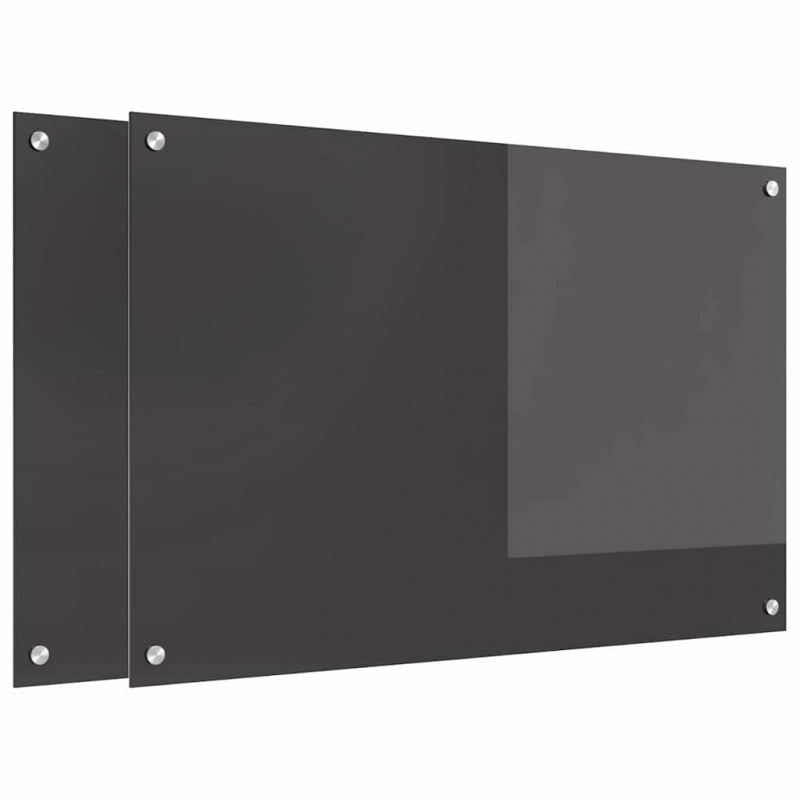 Panel kuchenny 2 pcs Ciemnoszary 90 x 60 cm szkło hartowane
