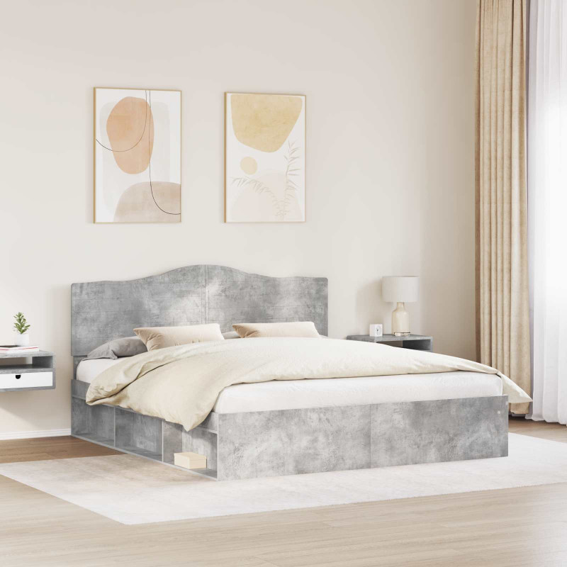 Ramka łóżka Betonowy 200 x 200 cm Lite drewno sosnowe
