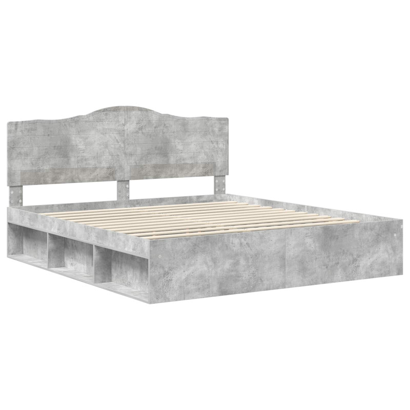Ramka łóżka Betonowy 200 x 200 cm Lite drewno sosnowe