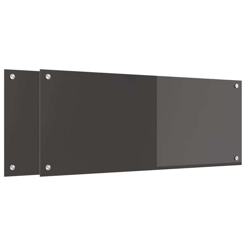 Panel kuchenny 2 pcs Ciemnoszary 100 x 40 cm szkło hartowane
