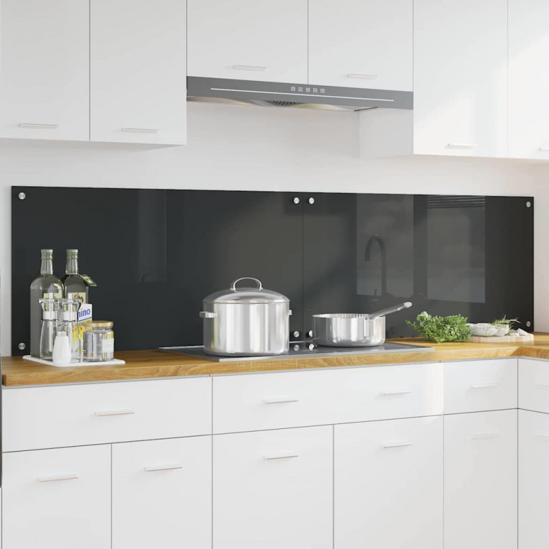 Panel kuchenny 2 pcs Ciemnoszary 100 x 50 cm szkło hartowane