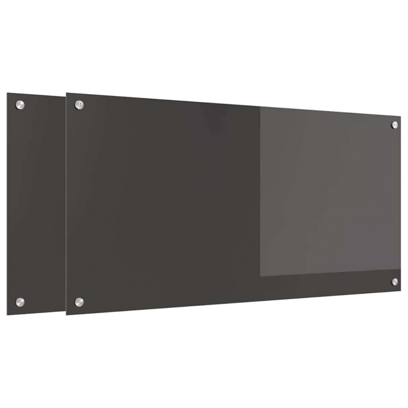 Panel kuchenny 2 pcs Ciemnoszary 100 x 50 cm szkło hartowane
